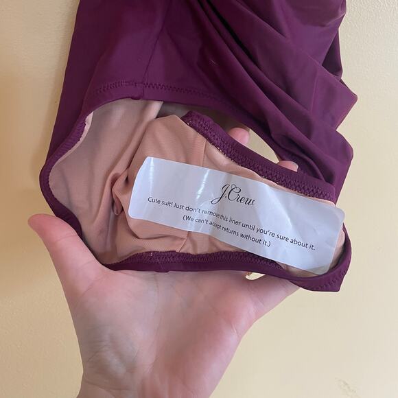 NWT J. Crew Ruched V-Neck One-Piece Swimsuit in Iris Purple Sz 2 - Picture 4 of 10